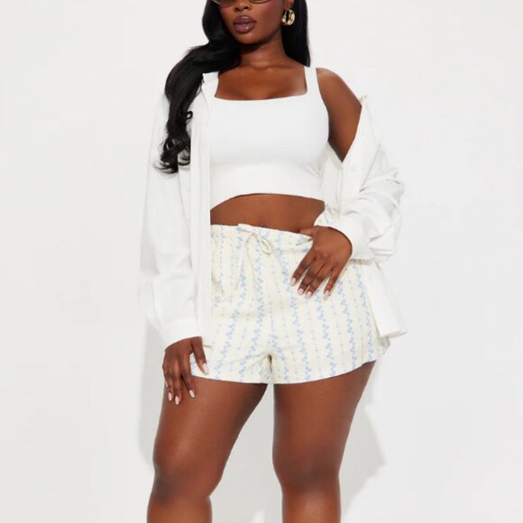 NWT Fashion Nova Taylor Linen Flowy Short - Ivory Size Medium - Picture 2 of 4